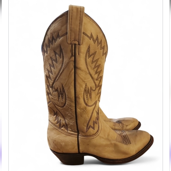 Vintage Miller Stockman Men's WesternLeather Cowboy Boots Size 8.5 D USA Made